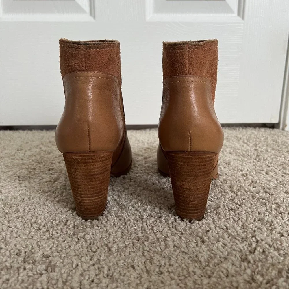 Kate Spade Tan Leather and Suede Heeled Bootie 9.5